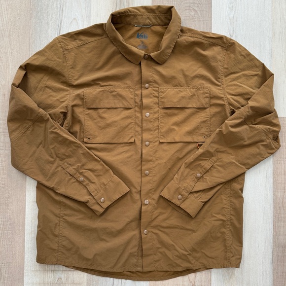 REI Co-op Savanna Trails Light Weight Long Sleeve Snap Button Hiking Shirt Brown - Picture 2 of 16